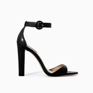 Zara Black Ankle Strap Block Heel 38 7.5
